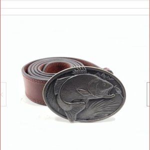 Mens Field and Stream Belt with Trout Buckle 34 -38" Waist